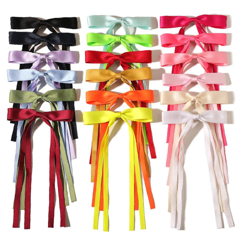 LFOUVRE Bow Hair Clips with Tassels, 18pcs Hair Accessories Set for Women and Girls