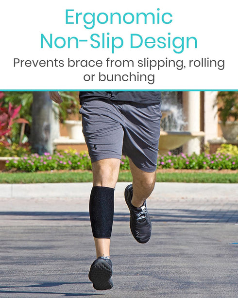 Vive Calf Brace - Adjustable Shin Splint Support for Lower Leg Compression and Pain Relief (Black)