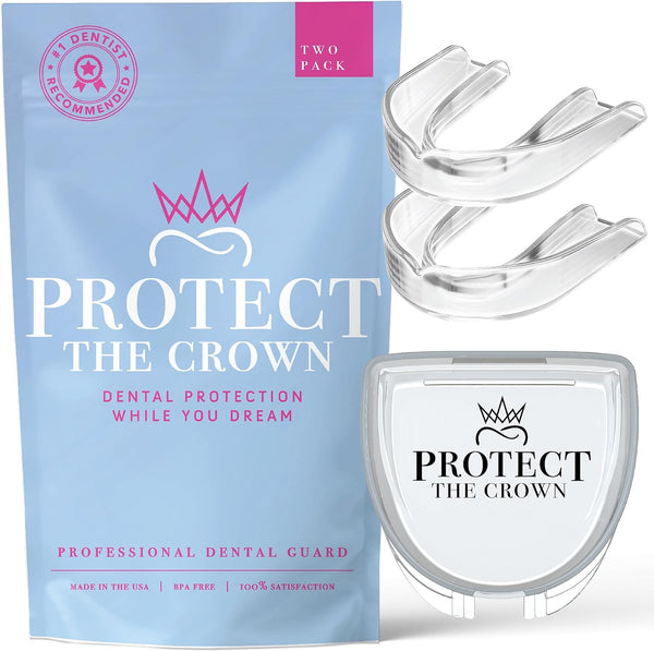 Protect The Crown Night Guard, 2 Pack Mouthguard for Teeth Grinding & Clenching (Clear)