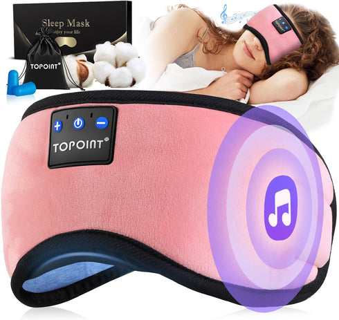 TOPOINT Sleep Mask with Headphones, Bluetooth 5.2 Wireless Eye Mask for Sleeping, Travel, Meditation, Built-in HD