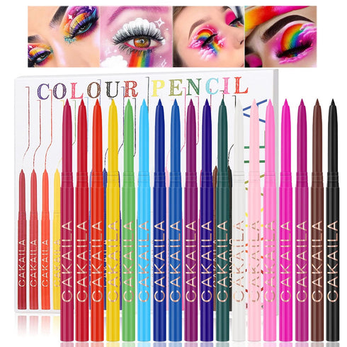 18 Colorful Eyeliner Pen Set, Eye Shadow Pencil, Pearl Eyeliner Kit, Waterproof Retractable Eye Makeup for Women