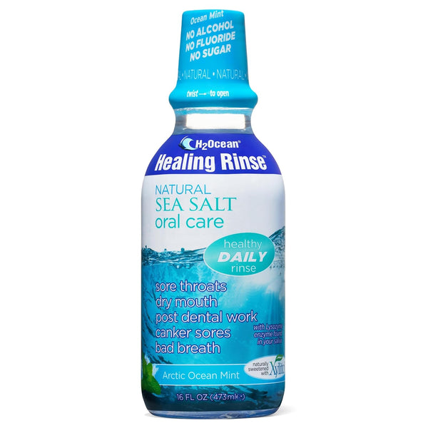 H2Ocean Healing Rinse, Natural Sea Salt Mouth Rinse for Oral Care, Alcohol-Free, Arctic Ocean Mint