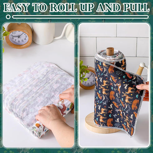 30 Pcs Reusable Paper Towel, Paperless Towel with Cardboard Roll, Washable Napkins for Kitchen
