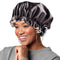 Satin Bonnet for Women | Large Sleeping Cap for Long Curly Hair | Adjustable Night Cap (Double Layer Black/Champagne)