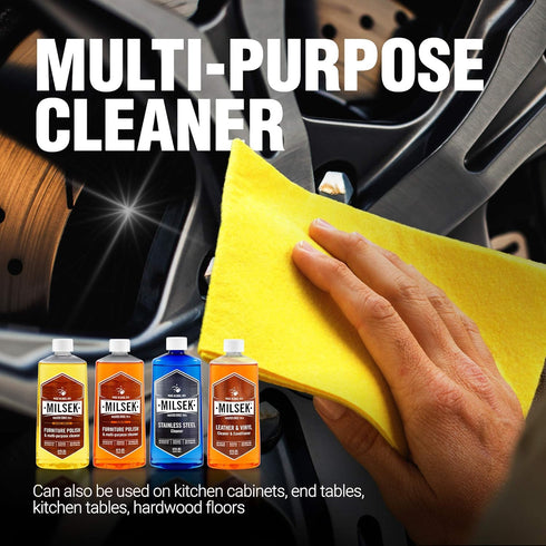 Milsek Furniture Polish Variety Pack: 4-Pk, 12 fl oz, Lemon Oil, Orange Oil, Stainless Steel & Leather Cleaner