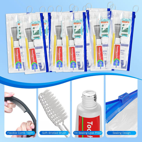 Pack 30,Yellow Set Personal Hygiene Kit Bulk of Basic Travel Toiletry Disposable Toothbrushes with Toothpaste Mouthwash