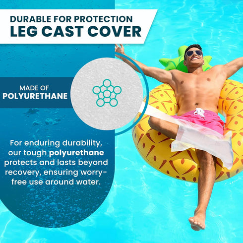 Waterproof Adult Half Leg Cast & Bandage Protector, Reusable, Non-slip Sole, Made in USA