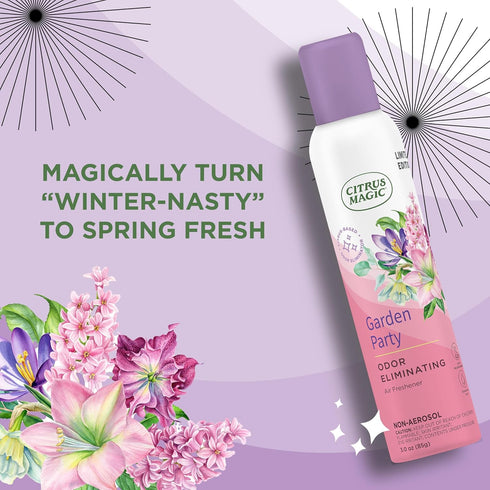 Citrus Magic Limited Edition Odor Eliminating Air Freshener Spray, Garden Party, 3-Ounce, Pack of 3
