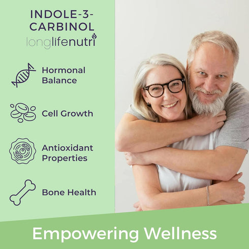 Indole-3-Carbinol 400mg 120 4-Month LongLifeNutri - Vegeterian Capsules, Supply, Organic Supplement for Hormone Balance