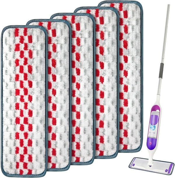 Reusable Mop Pads, 5 Pack Compatible with Swiffer PowerMop, Microfiber Machine Washable Replacement Pads for Hardwood