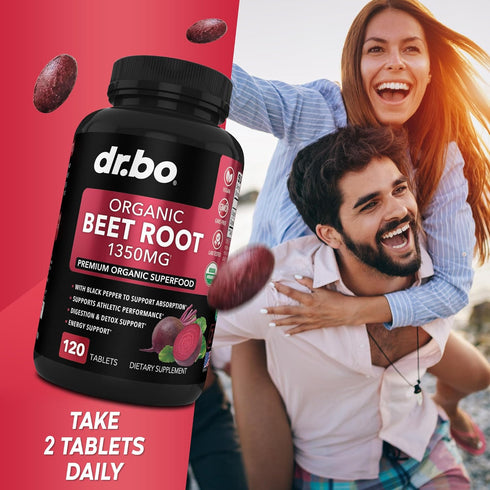 Organic Beet Root Capsules - 1350mg Beetroot Powder Extract Pills, High Circulation Beet Vitamins Support - 120 Tablets