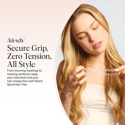 Kitsch Spiral Hair Ties for Women, 8 pcs, No Crease Hair Tie, Coil Hair Ties for Thick and Thin Hair, No Damage