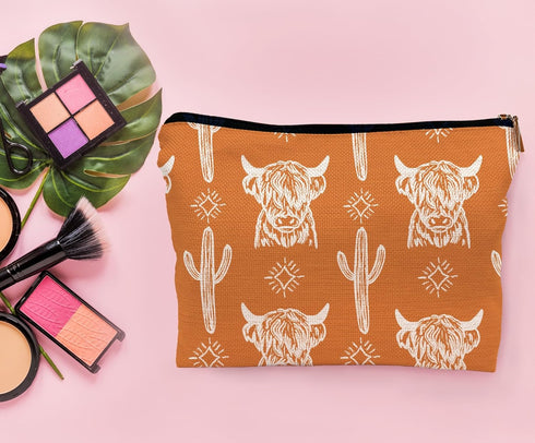 Western Makeup Bag, Western Gifts for Women, Cowgirl Stuff, Cow Makeup Bag - COW A