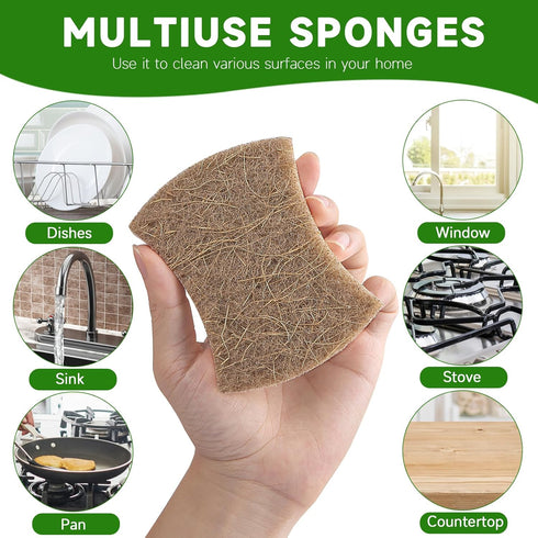 10 Pack Eco-Friendly No-Scratch Dish Sponges, Natural Kitchen Sponges for Washing & Cleaning, Quick-Drying, Odor Free