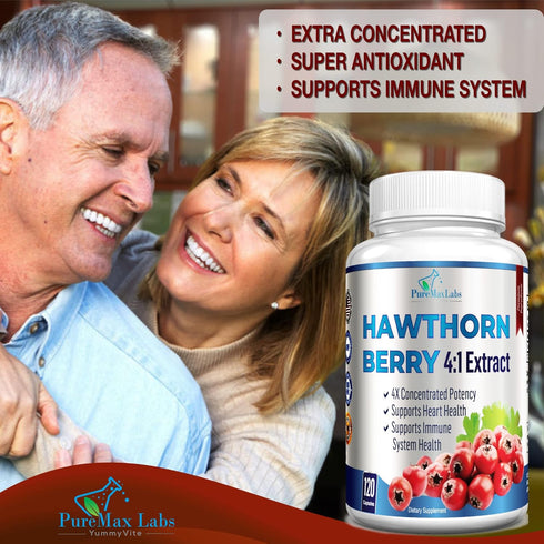 Hawthorn Berry 4:1 Extract (120 Capsules) - Immune System Support, Super Antioxidant from 2660mg Berries