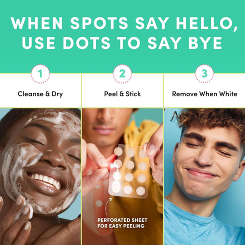 Dots for Spots Pimple Patches, Pack of 60 Hydrocolloid Blemish Patch for Face & Body
