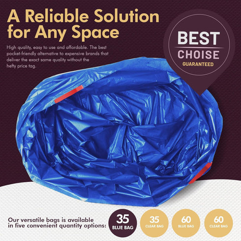 PAMI Recycling Tall 13-Gallon Kitchen Drawstring Trash Bags, Extra-Strong Plastic Garbage Bags, Blue 35 Pack