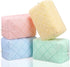 LEIFIDE 4 Pcs Quilted Makeup Bag Pouch - Checkered Cotton Terry Cloth Toiletry Organizer for Women, 4 Colors