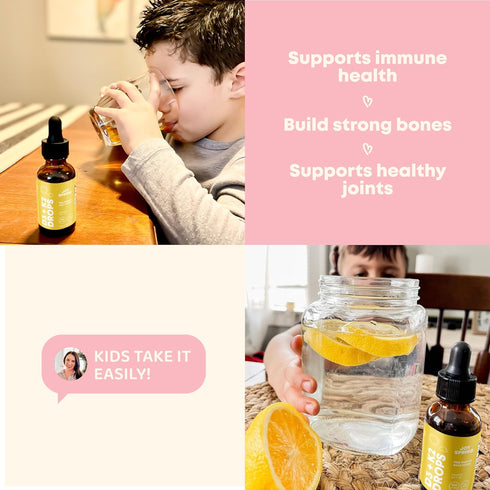 Children Vitamin D Drops, 1000iu Vitamin D3 K2 Liquid for Kids, Supports Strong Bones and Immune System - 360 Servings