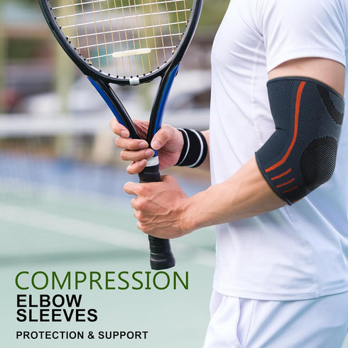 2 Pack Elbow Brace for Tendonitis, Compression Support Sleeve for Golfers, Pain Relief for Men & Women