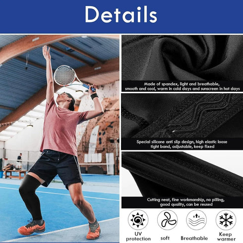 UV Protection Compression Leg Sleeves for Sports - Skylety Long Knee Sleeve for Men and Women