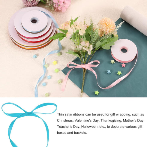 1/4 Inch 25 Yard Satin Ribbon Thick Double Face Grosgrain Silk Ribbon for Gift Wrapping and Wedding (Sky Blue)