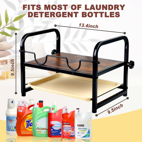 Laundry Detergent Holder & Soap Dispenser, Liquid Laundry Detergent Organizer with Drip Tray for Laundry Room Storage