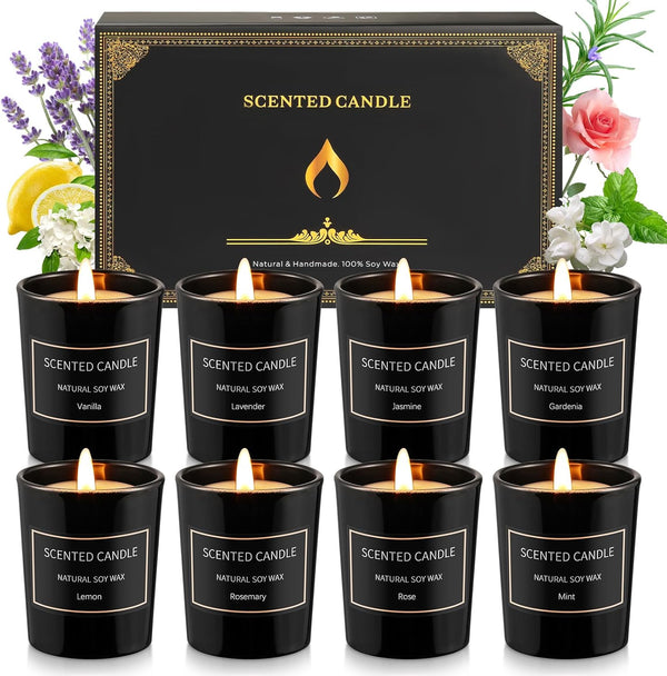 Qizeion 8 Pack Candles for Home Scented Aromatherapy Candles Gifts Set for Women