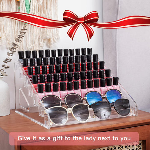 Nail Polish Organizer, 7 Layers Clear Display Rack for Nail Polish, Sunglasses, Essential Oils, Makeup, Eyeglasses