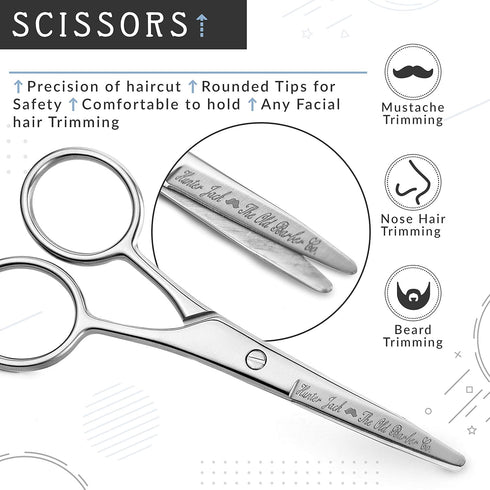 Straight Razor Kit - Complete Kit for Men with Beard Scissors & Metal Comb, Premium Polished Stainless Steel, 10 Extra