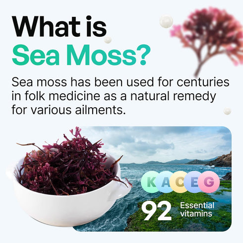 Organic Irish Sea Moss Pills, Wildcrafted Dr Sebi Inspired Seamoss Blend with Turmeric, Burdock Root & Bladderwrack