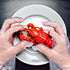 50pcs Disposable Crab Lobster Bibs and 50 Pairs of Plastic Gloves for Seafood (Lobster Style)