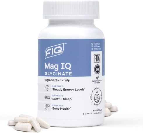 FIQ - Mag IQ Glycinate - High Absorption Magnesium Glycinate Supplement for Sleep, Daily Energy, & Bone Wellness