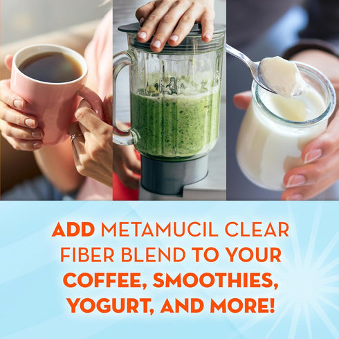 Metamucil Fiber Supplement, Unflavored Clear Mixing Powder, 75 teaspoons, Plant Based Prebiotic Fiber Blend for