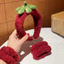 Ivyu Spa Skincare Headbands & Wristband Set, Cute Strawberry Makeup Headband for Women, Non-Slip Terry Cloth