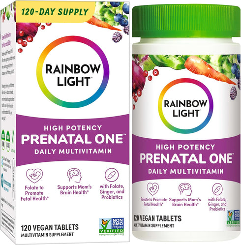 Rainbow Light High-Potency Prenatal One Multivitamin, Supports Mom's Health and Baby's Development, Vegan, 120 Count
