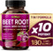12,900mg Beet Root x12 Potency with Grape Seed Extract, Healthy Energy Supplement for Heart Support, 180 Count