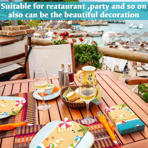 200 Pcs Summer Beach Napkins, Disposable Hand Towels for Decorative Beach Dinner Events