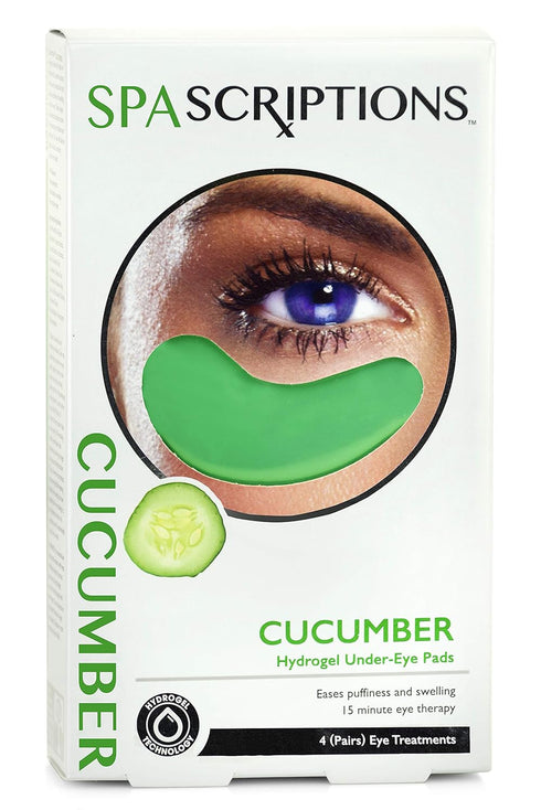 SpaScriptions Hydrogel Cucumber Under Eye Pads for Dark Circles, 4 Pairs