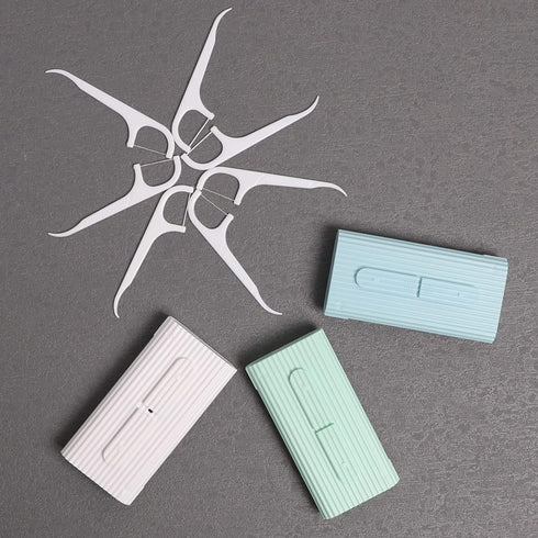 White Dental Floss Portable Case, 10 Picks Adult Floss in Box, Perfect for Travel and Oral Care