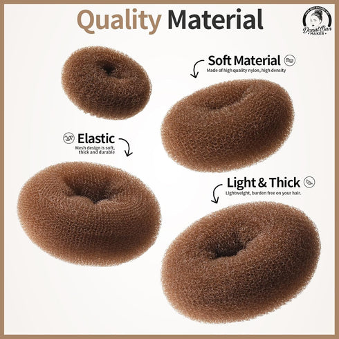 Teenitor Hair Bun Maker, Light Brown Hair Donuts for Kids Girls, Ballet Bun Maker, 4 Sizes