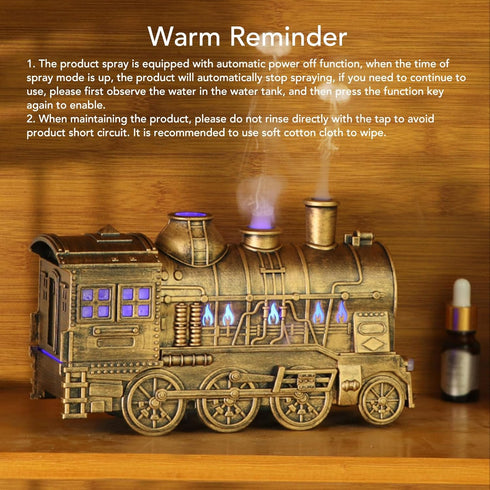 ICRPSTU 300ml Train Humidifier Diffuser, Cool Mist Quiet therapy Diffuser for Essential Oils, Double Outlets Train