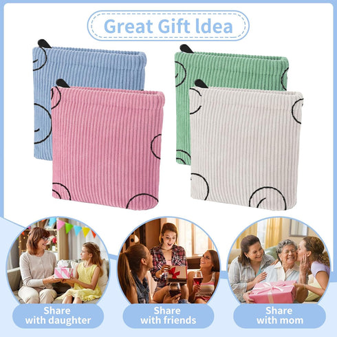 Teircno 2 PCS Corduroy Period Bag for women, Cute Sanitary Napkin Storage Bag Portable Period Pouch with Zipper