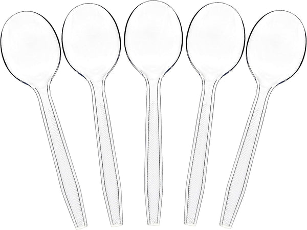 Plasticpro 200 Count Clear Plastic Soup Spoons Disposable Cutlery Utensils