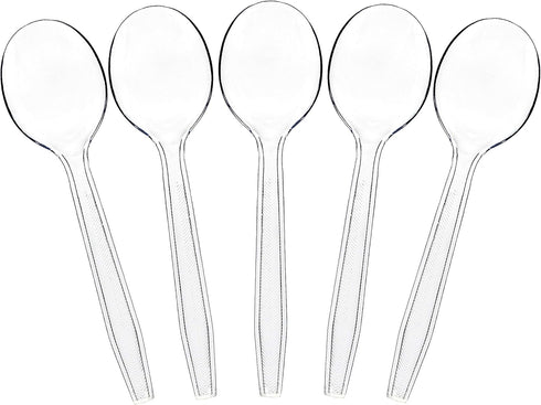 Plasticpro 100 Count Clear Plastic Soup Spoons Disposable Cutlery Utensils