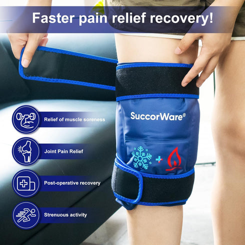 Knee Ice Pack Wrap for Injuries - Reusable Hot & Cold Gel Bags for Leg, Back, Shoulders, Arms, Elbow Injuries, Pain