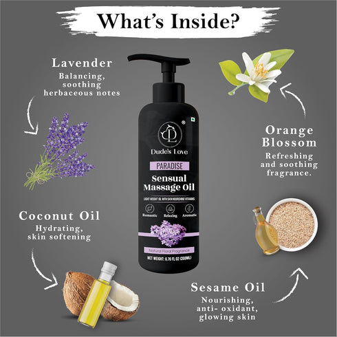 Organic - Edible Floral Sensual Massage Oil for Couple - Lickable | Serenity Scent for Intimate Sexual Moments - No