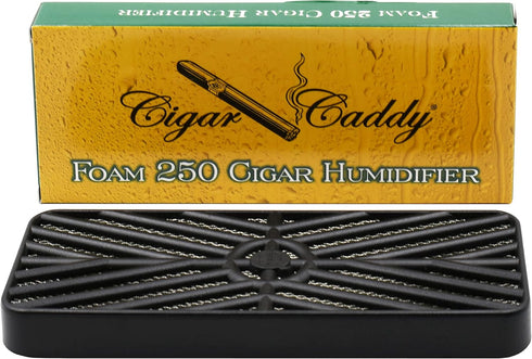Cigar Caddy Deluxe Humidifier, Large Foam, Rectangle, Maintains 70% Humidity for up to 250 Cigars, Green