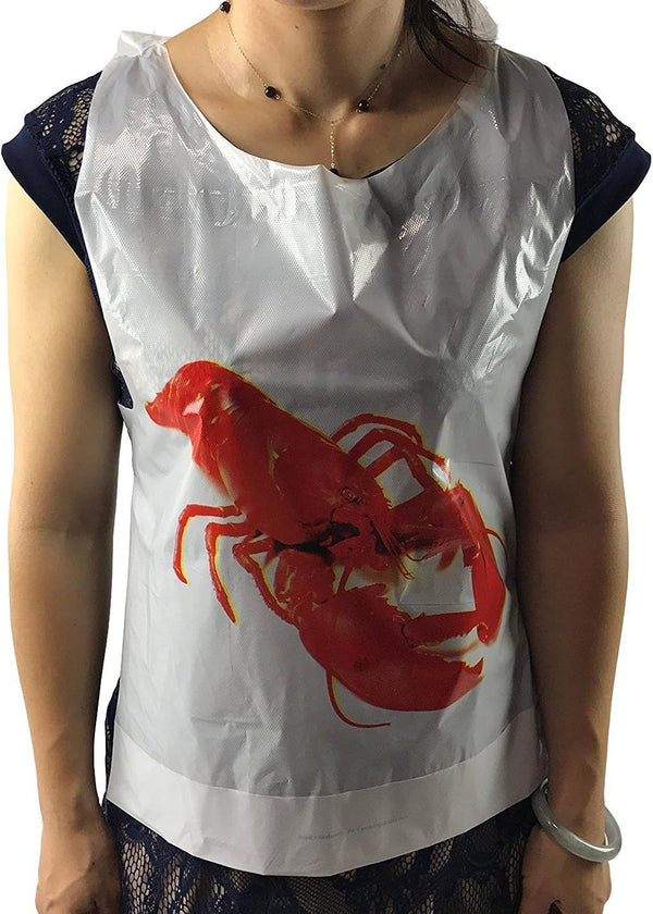 Black Cat Avenue Adult Tie Back Disposable Lobster Plastic Bibs, 50 Count