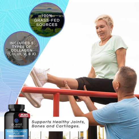DR. EMIL NUTRITION Multi Collagen Pills - 180 Capsules for Hair, Skin, Nails, & Joints, Hydrolyzed Collagen